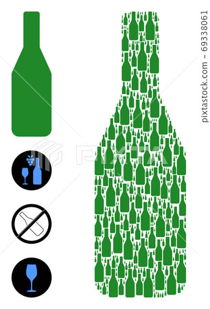 Wine Bottle Fractal Collage of Self Items - Stock Illustration ...
