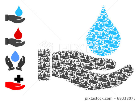 Water Offer Hand Fractal Mosaic of Self Icons Water Offer Hand Fractal Mosaic of Self Icons 69338073