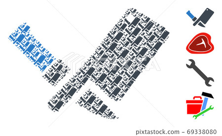 Butchery Knives Recursion Collage of Self Items - Stock Illustration ...