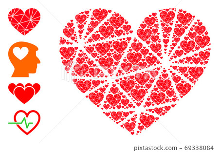 Polygonal Love Heart Fractal Collage of Self Icons - Stock Illustration ...