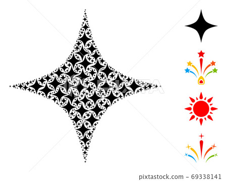Black Star Recursion Composition of Self Icons - Stock Illustration ...
