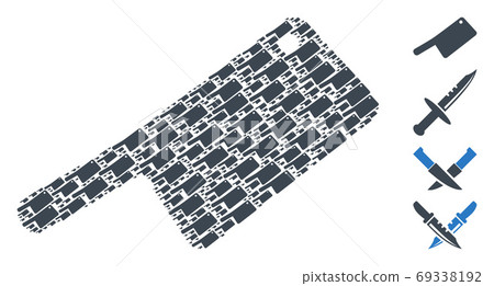 Butchery Knife Fractal Composition of Self Icons - Stock Illustration ...