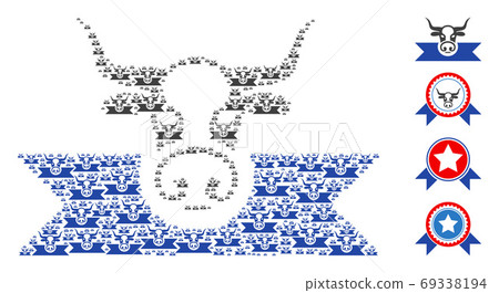 Cow Award Ribbons Fractal Mosaic of Self Icons - Stock Illustration ...