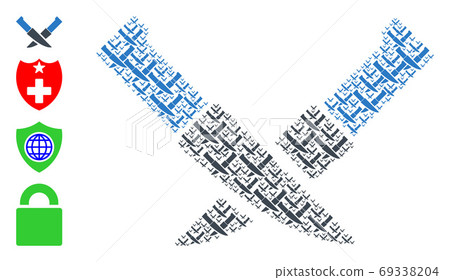 Knife Pair Recursion Collage of Self Items - Stock Illustration ...
