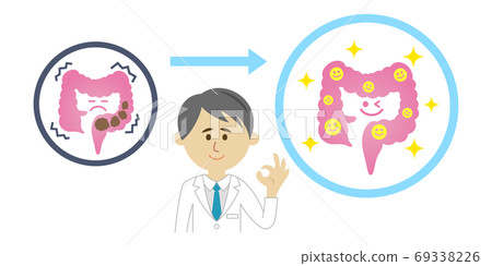 告知便秘得到改善的醫生的插圖圖像 69338226