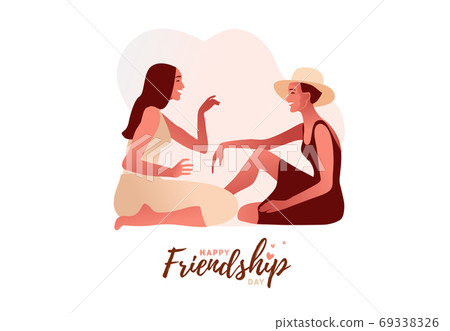 Gossip vector illustration. One excited girl whispers secret to girlfriend. 69338326