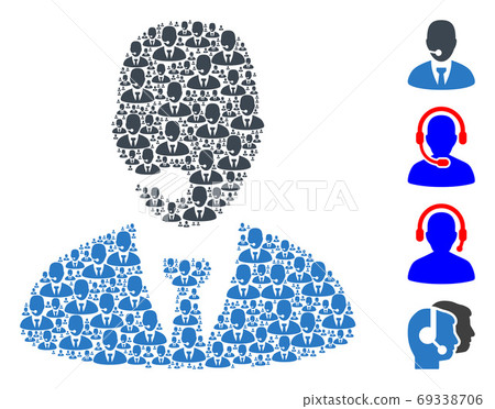 Call Center Operator Recursive Collage of Self... - Stock Illustration ...