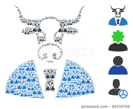 Cow Man Fractal Mosaic of Self Items - Stock Illustration [69338708 ...