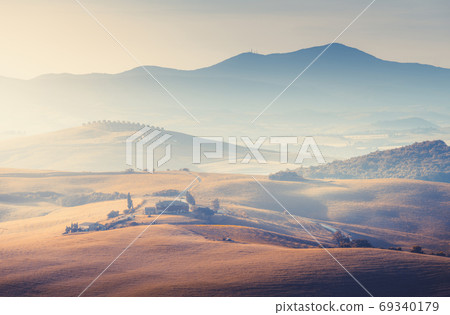 tuscany lanscape, sunset time, Italy tuscany lanscape, sunset time, Italy 69340179
