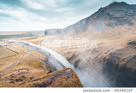 Skogafoss waterfall, autumn time, Iceland Skogafoss waterfall, autumn time, Iceland 69340197