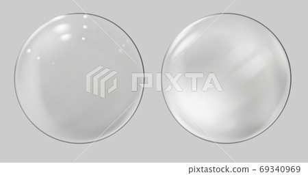 Realistic glass sphere. Transparent ball, realistic bubble 69340969