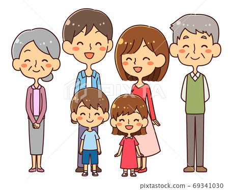 Three generation family full body illustration smile Three generation family full body illustration smile 69341030