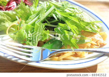 日式意麵配以美味的蔬菜 69341512