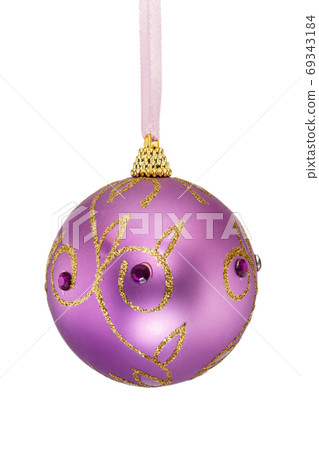 Violet Christmas ball isolated on white background Violet Christmas ball isolated on white background 69343184
