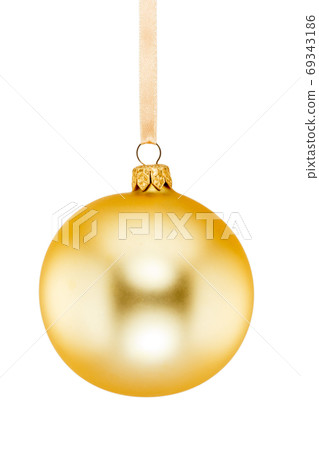 Yellow Christmas ball isolated on white background Yellow Christmas ball isolated on white background 69343186