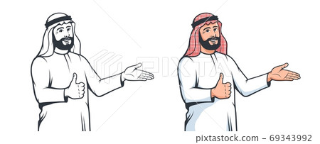Muslim arabian man with welcomes gesture 69343992