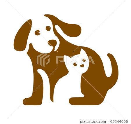 Vector image of dog and cat logo on white 69344006