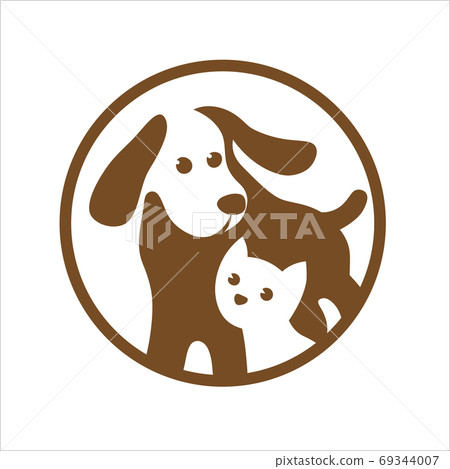 Dog and cat pets shop logo on white 69344007