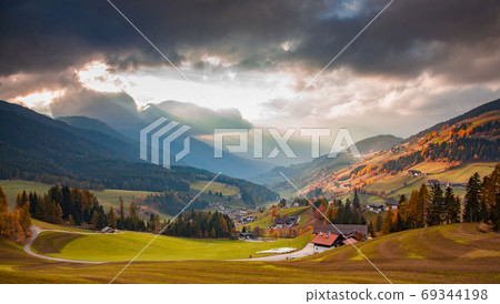 autumn landscape in Alpe de Siusi  Sud Tyrol  Italy 69344198