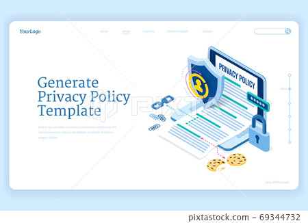 Privacy policy isometric landing, data protection 69344732