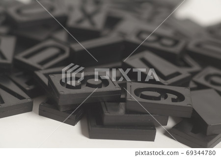 letterpress alphabet and number 69344780