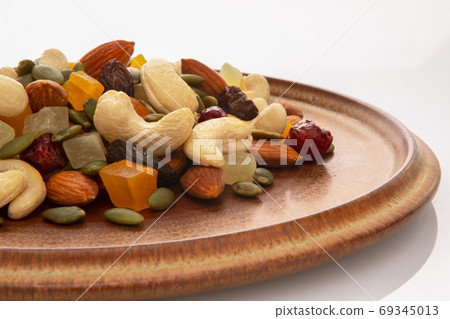 盤子，營養，綜合堅果，プレート、栄養、ミックスナッツ、Plate, mixed nuts, 69345013