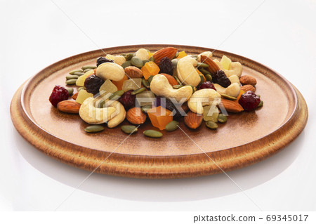 盤子，營養，綜合堅果，プレート、栄養、ミックスナッツ、Plate, mixed nuts, 69345017