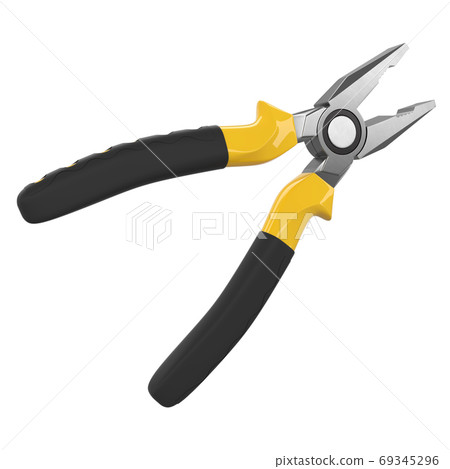 Yellow hand tool pliers for repair and installation Yellow hand tool pliers for repair and installation 69345296
