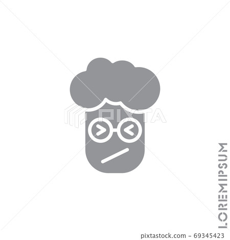Angry and Holding Temper Emoticon boy, man Icon Vector Illustration. Style. Confounded Emoji (Emoticon) Icon / Vector - Stroke Design. gray on white background 69345423