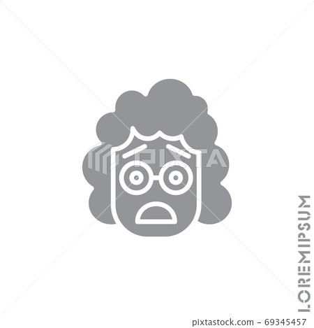 Frowning with open mouth emoji vector girl, woman icon with raised eyebrows. frowning with open mouth emoji icon, vector simple element illustration from editable emoji concept. gray on white  69345457