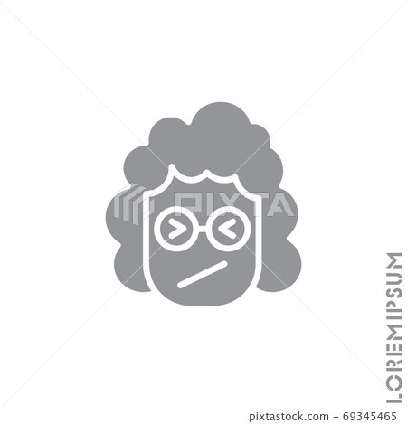 Angry and Holding Temper girl, woman Emoticon Icon Vector Illustration. Style. Confounded Emoji (Emoticon) Icon / Vector - Stroke Design. Gray on white background 69345465