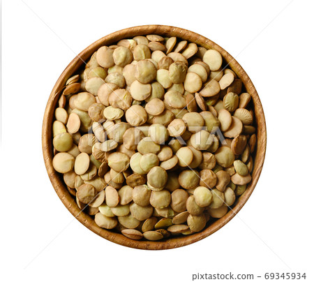 Bowl of green lentil isolated on white background Bowl of green lentil isolated on white background 69345934