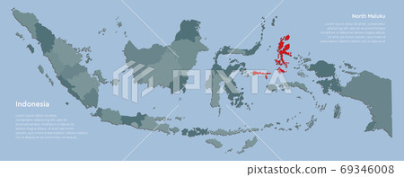 Country Indonesia map and province North Maluku 69346008