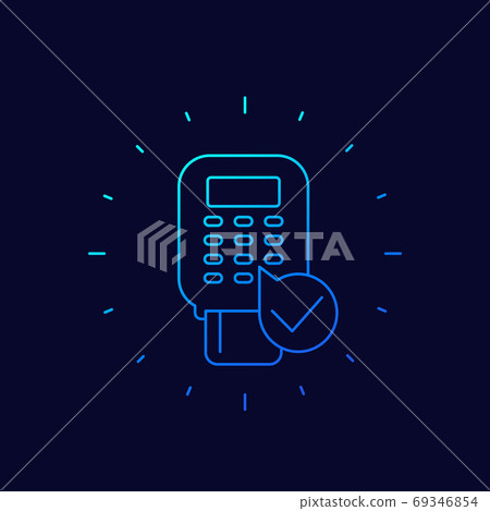pos terminal payment icon, thin line vector pos terminal payment icon, thin line vector 69346854