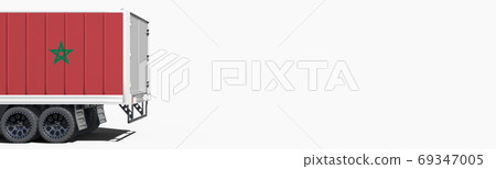 Truck with printed flag of Morocco on the side, 3d rendering 69347005