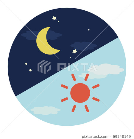 Simple night and morning image Round icon (from top left to night, noon) Simple night and morning image Round icon (from top left to night, noon) 69348149