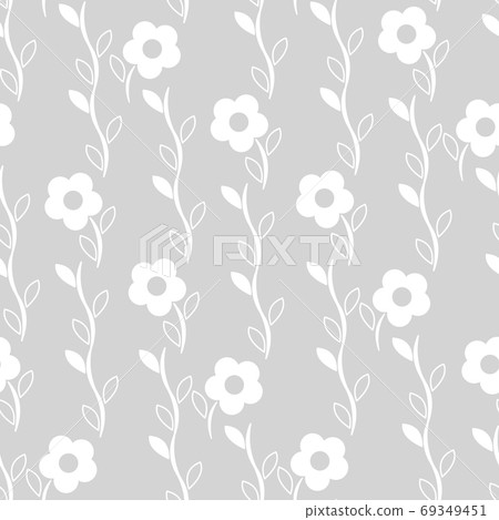 Seamless pattern of florets gray - Stock Illustration [69349451] - PIXTA