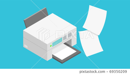 Illustration of printer and print paper that can be used for eye catching Illustration of printer and print paper that can be used for eye catching 69350209