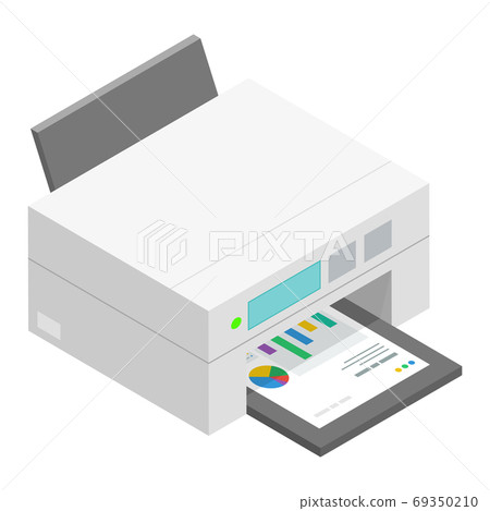 Illustration of a printer that prints a document Illustration of a printer that prints a document 69350210
