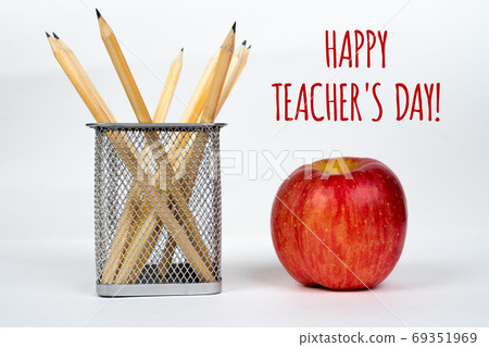 happy teacher's day, simple greetings card with white background happy teacher's day, simple greetings card with white background 69351969