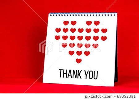 thank you phrase and heart shapes over red background thank you phrase and heart shapes over red background 69352381