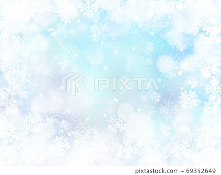 雪和水晶在明亮的藍色中閃耀的背景插圖 69352649