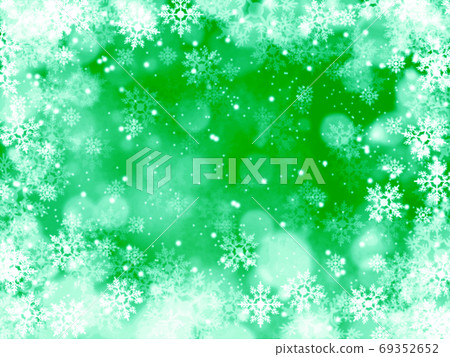 Background illustration of snow and crystals shining and falling green 69352652