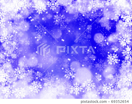 Background illustration of snow and crystals shining brightly in dark blue 69352654