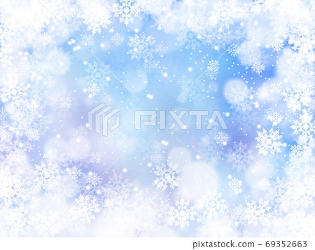 Background illustration of snow and crystals shining and falling blue 69352663
