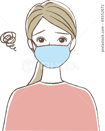 戴著面具的女性困惑的臉 69352672