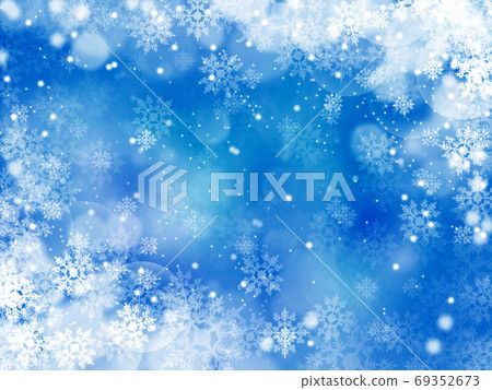 雪和水晶閃閃發光和下降深藍色的背景插圖 69352673