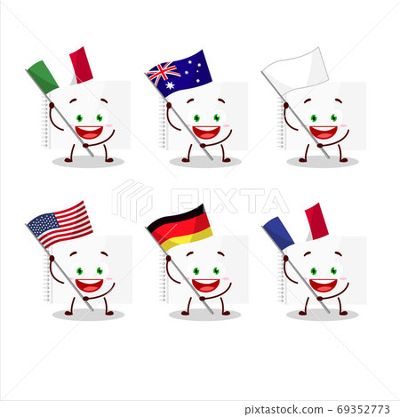Drawing book cartoon character bring the flags of various countries 69352773
