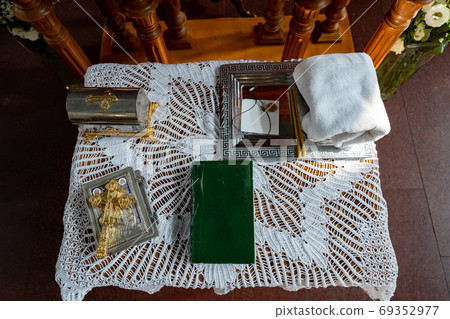 top view. Orthodox church prayer book  69352977