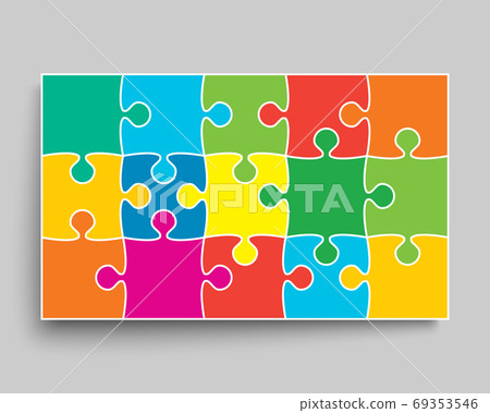 Vector background made color pieces puzzle jigsaw - Stock Illustration ...